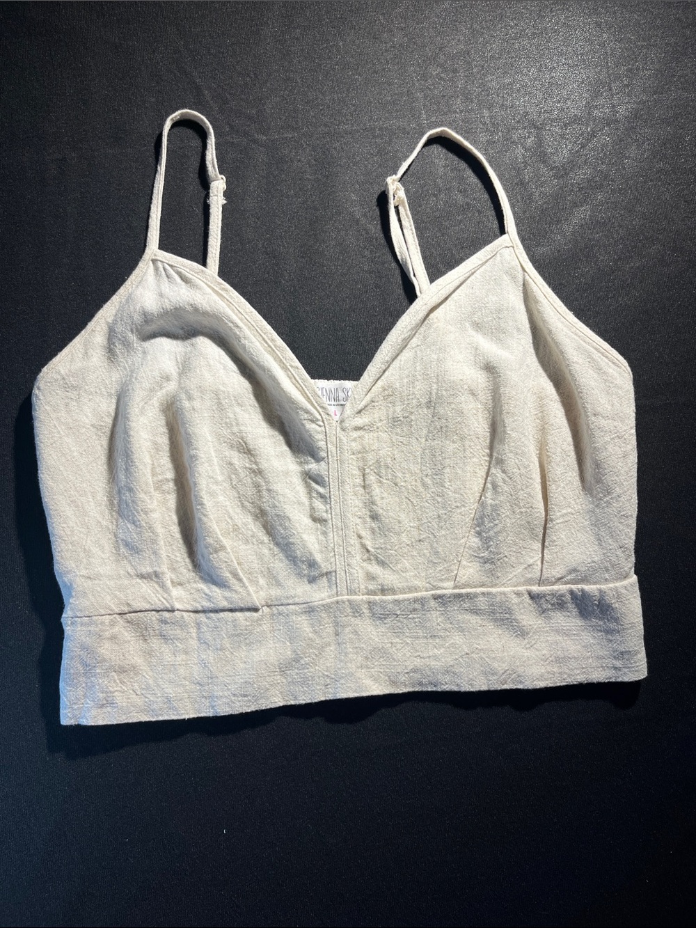 Cream Lightweight Linen Blend Bralette Top size Large